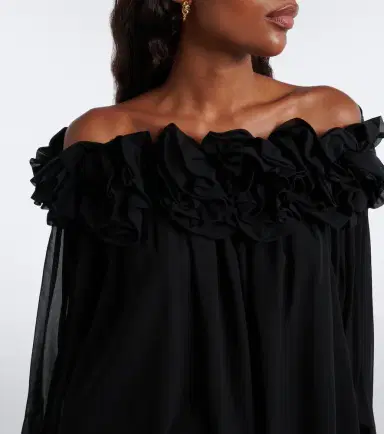 Carolina Herrera Floral-appliqué gathered silk top | Thumbnail 4