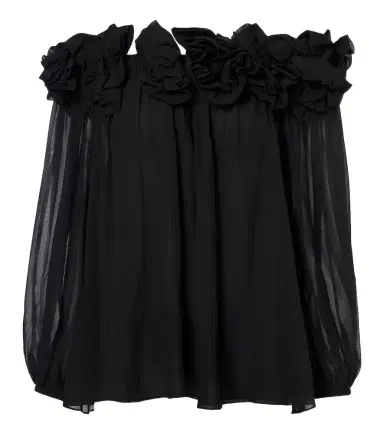 Carolina Herrera Floral-appliqué gathered silk top | Thumbnail 1