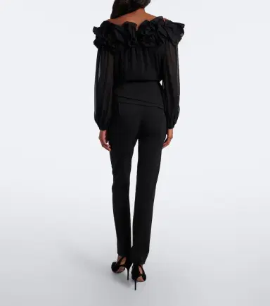 Carolina Herrera Floral-appliqué wool-blend leggings | Thumbnail 4 Carolina Herrera Floral-appliqué wool-blend leggings | Thumbnail 4