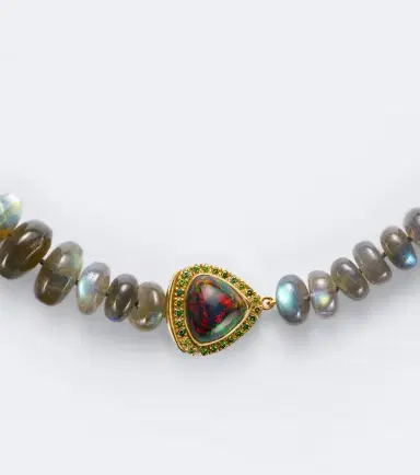 Ileana Makri 18kt gold beaded necklace with gemstones | Thumbnail 3