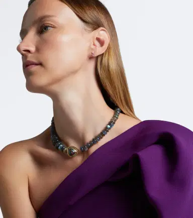 Ileana Makri 18kt gold beaded necklace with gemstones | Thumbnail 5