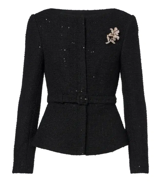 Roland Mouret Belted embellished bouclé jacket