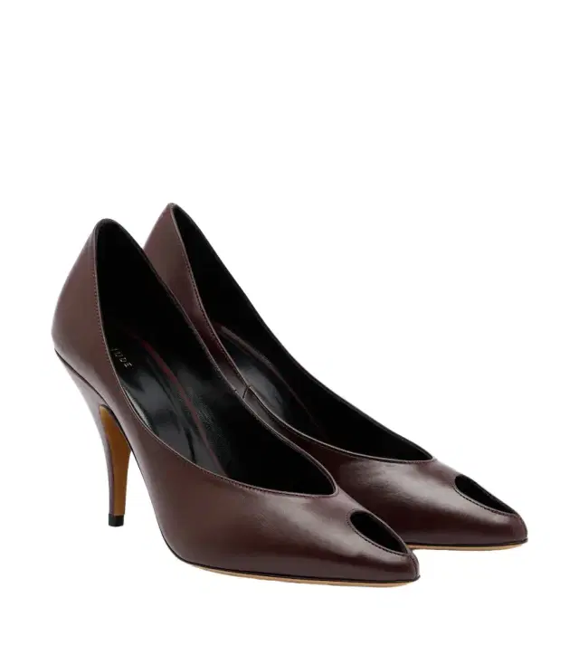 Icon leather peep-toe pumps