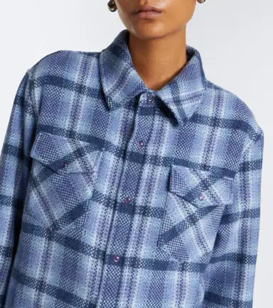 God’s True Cashmere Blue Uniform plaid cashmere shirt | Thumbnail 3