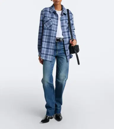 God’s True Cashmere Blue Uniform plaid cashmere shirt | Thumbnail 4