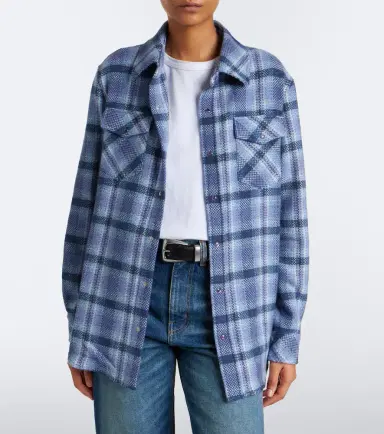 God’s True Cashmere Blue Uniform plaid cashmere shirt | Thumbnail 6