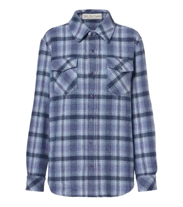God’s True Cashmere Blue Uniform plaid cashmere shirt