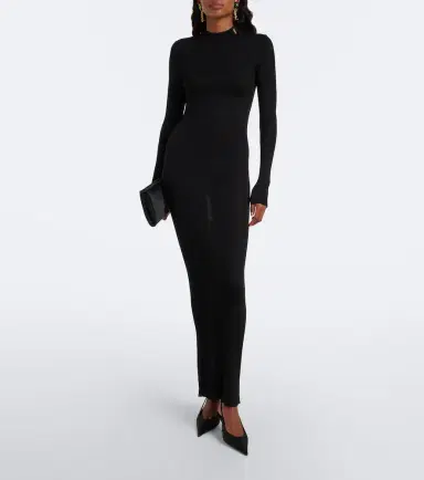 Saint Laurent Cassandre ribbed-knit silk midi dress | Thumbnail 2
