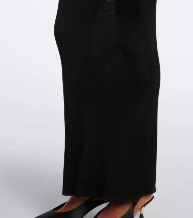 Saint Laurent Cassandre ribbed-knit silk midi dress | Thumbnail 3