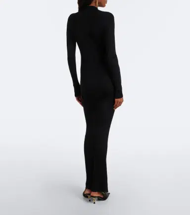 Saint Laurent Cassandre ribbed-knit silk midi dress | Thumbnail 6