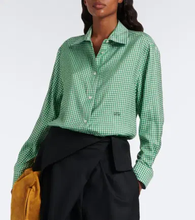 Loewe Double L gingham silk twill shirt | Thumbnail 3
