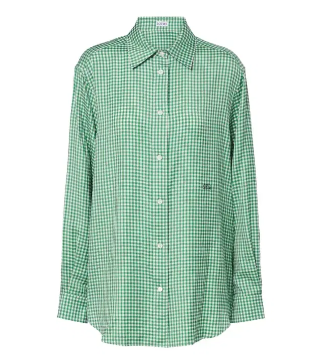 Double L gingham silk twill shirt