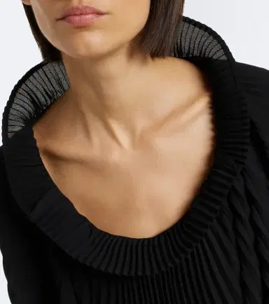 Junya Watanabe Pleated wool-paneled midi dress | Thumbnail 3