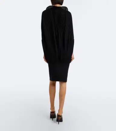 Junya Watanabe Pleated wool-paneled midi dress | Thumbnail 6
