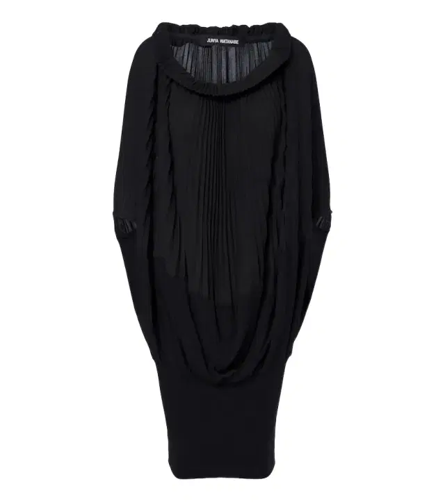 Pleated wool-paneled midi dress
