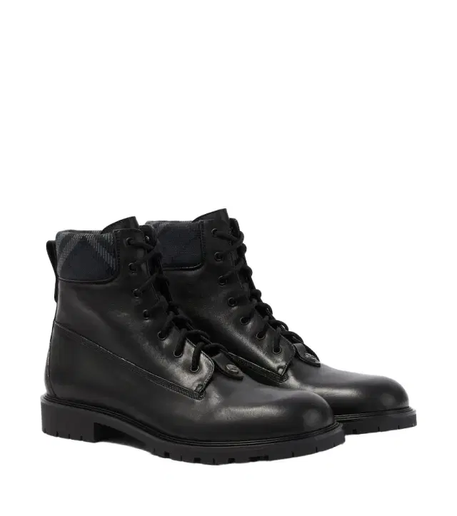 Burberry Check leather ankle boots