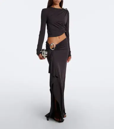 Christopher Esber Orica Crystal gathered jersey maxi skirt | Thumbnail 3