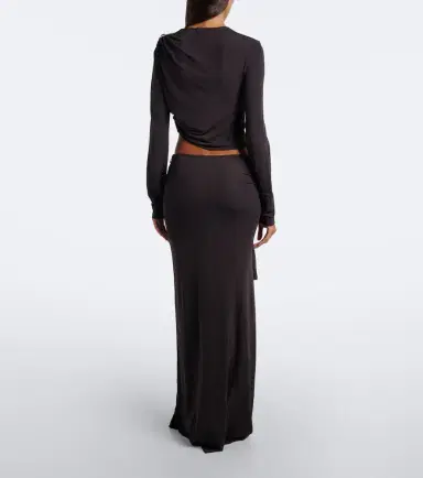 Christopher Esber Orica Crystal gathered jersey maxi skirt | Thumbnail 5