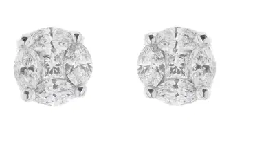 Wish Fine Jewelry 0.92ct Diamond 18K Gold Illusion Stud Earrings | Thumbnail 1