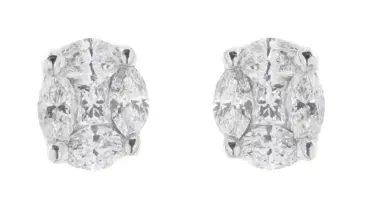 Wish Fine Jewelry 1.11ct Diamond 18K Gold Illusion Stud Earrings | Thumbnail 1
