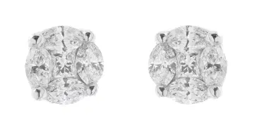 Wish Fine Jewelry 1.64ct Diamond 18K Gold Illusion Stud Earrings | Thumbnail 1