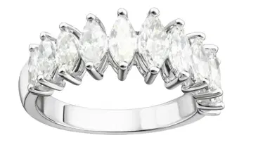 Wish Fine Jewelry 1.80ct Diamond 18K Gold Half Marquise Eternity Ring | Thumbnail 1