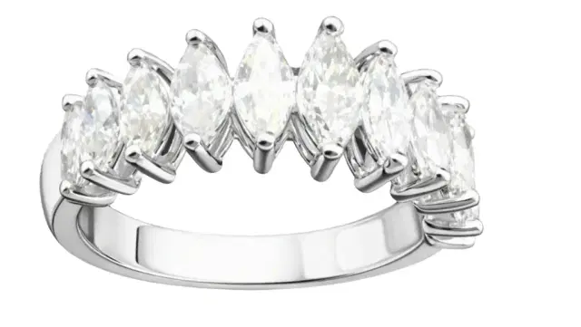 Wish Fine Jewelry 1.80ct Diamond 18K Gold Half Marquise Eternity Ring