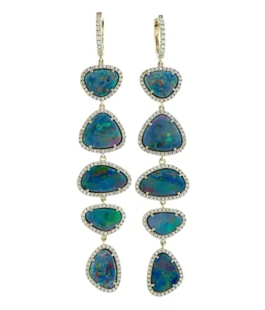 Wish Fine Jewelry 17.22ct Opal Diamond Dangle 18K Gold Earrings | Thumbnail 1
