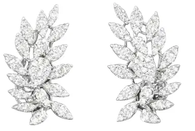 Wish Fine Jewelry 2.55ct Diamond 18K Gold Leaf Climber Earrings | Thumbnail 1