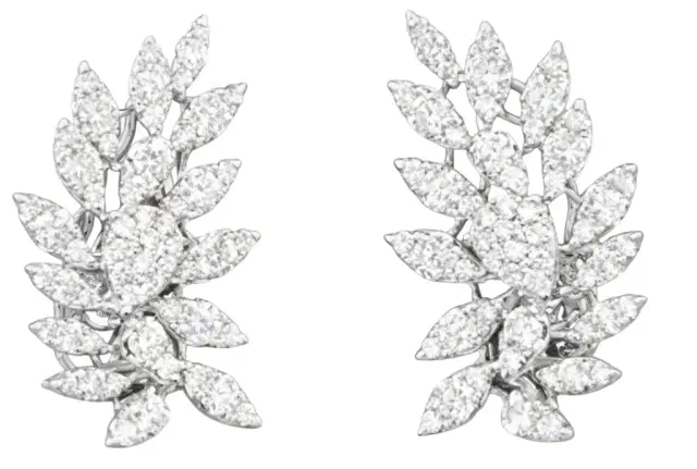 Wish Fine Jewelry 2.55ct Diamond 18K Gold Leaf Climber Earrings