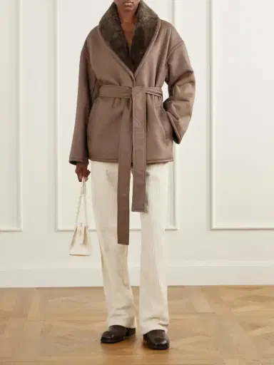 Joseph Manu Belted Shearling-trimmed Leather Jacket | Thumbnail 2 Joseph Manu Belted Shearling-trimmed Leather Jacket | Thumbnail 2