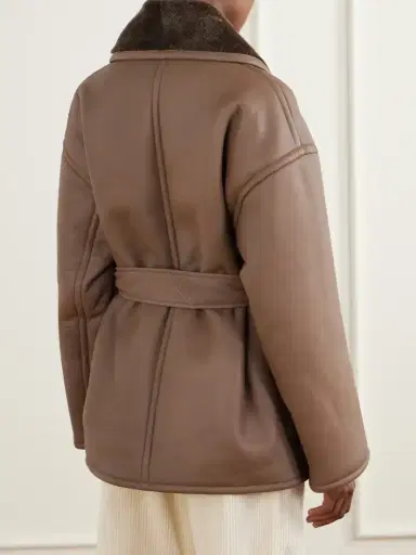 Joseph Manu Belted Shearling-trimmed Leather Jacket | Thumbnail 3 Joseph Manu Belted Shearling-trimmed Leather Jacket | Thumbnail 3
