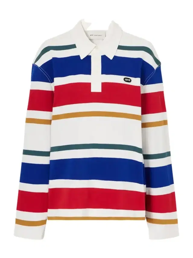AMI PARIS Logo-appliquéd Striped Cotton-jersey Polo Shirt