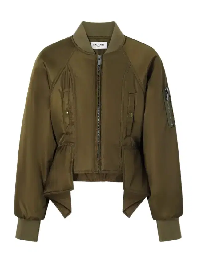 Balmain Paneled Cropped Satin Jacket