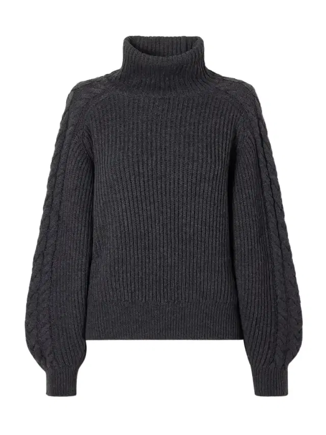 Alodina Ribbed Wool Turtleneck Sweater