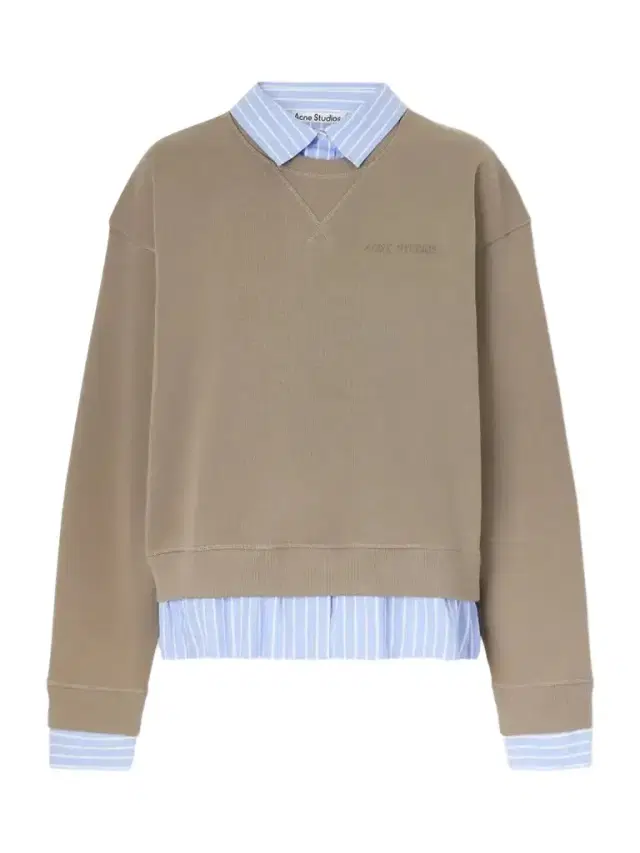 Layered Striped Poplin-trimmed Cotton-fleece Sweatshirt
