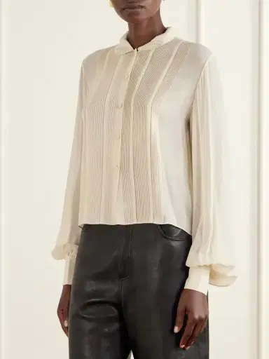RÓHE Romantic Pintucked Silk-crepe De Chine Blouse | Thumbnail 3