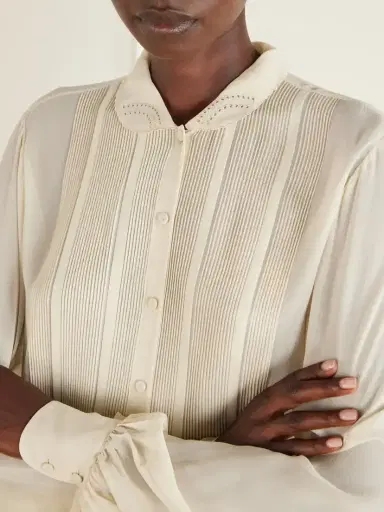 RÓHE Romantic Pintucked Silk-crepe De Chine Blouse | Thumbnail 5