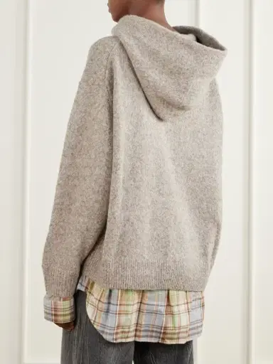 Acne Studios Layered Checked Poplin-trimmed Wool-blend Sweater | Thumbnail 4