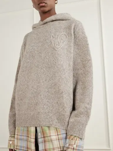 Acne Studios Layered Checked Poplin-trimmed Wool-blend Sweater | Thumbnail 5