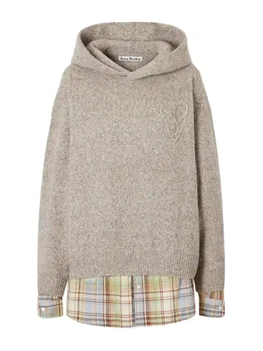 Acne Studios Layered Checked Poplin-trimmed Wool-blend Sweater | Thumbnail 1