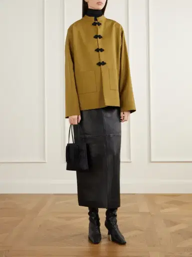 RÓHE Paneled Leather Midi Skirt | Thumbnail 2