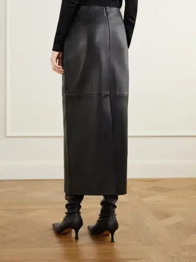 RÓHE Paneled Leather Midi Skirt | Thumbnail 4