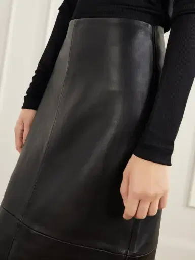 RÓHE Paneled Leather Midi Skirt | Thumbnail 5