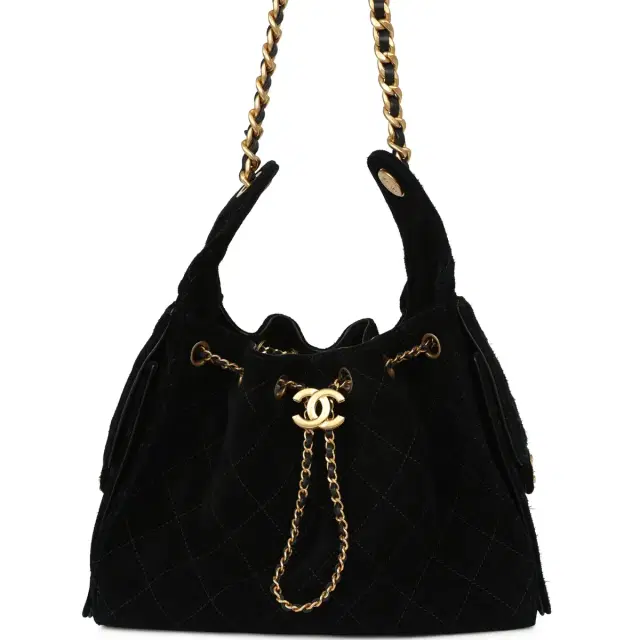 Pre-owned Chanel Small 25 Hobo Bag Black Suede Antique Gold Hardware Pre-owned Chanel Small 25 Hobo Bag Black Suede Antique Gold Hardware