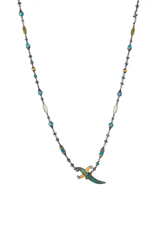 SEVAN BICAKCI Tourmaline Diamond Micro Dagger Chain Necklace