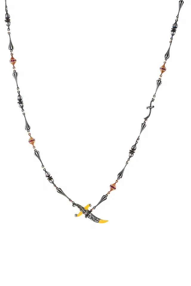 SEVAN BICAKCI Ruby Black Diamond Dagger Necklace