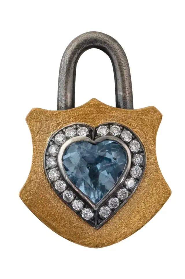 Blue Topaz Diamond Padlock Pendant