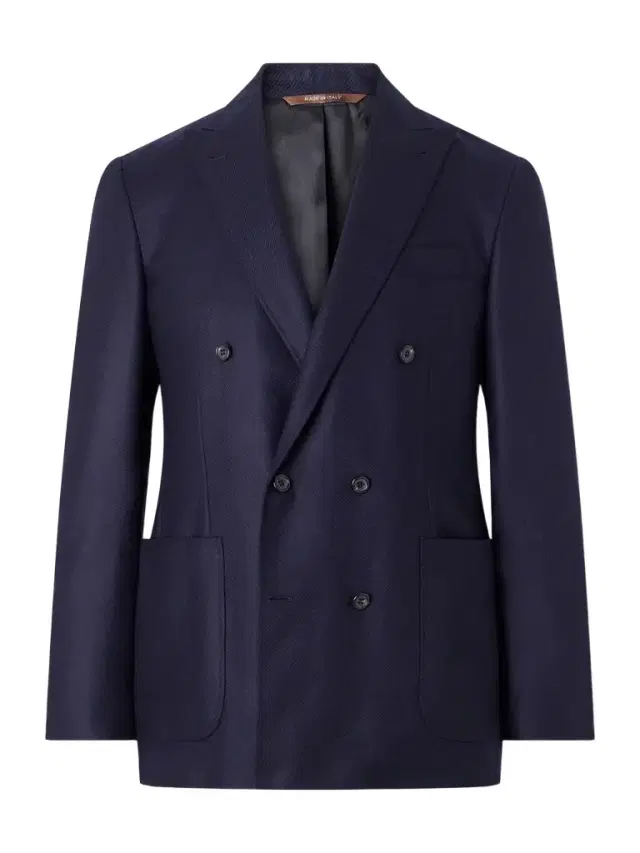 Canali Kei Double-Breasted Wool and Silk-Blend Blazer - Men