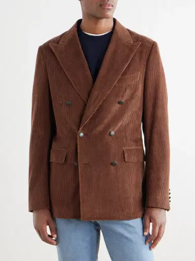 Canali Capri Double-Breasted Cotton-Corduroy Blazer - Men | Thumbnail 3